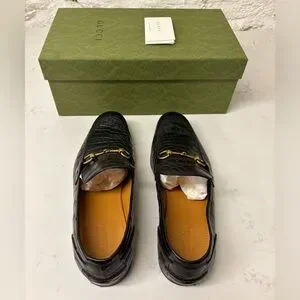 Gucci | Shoes | Mens Black Gucci Jordaan Crocodile Loafer 5  display picture 3